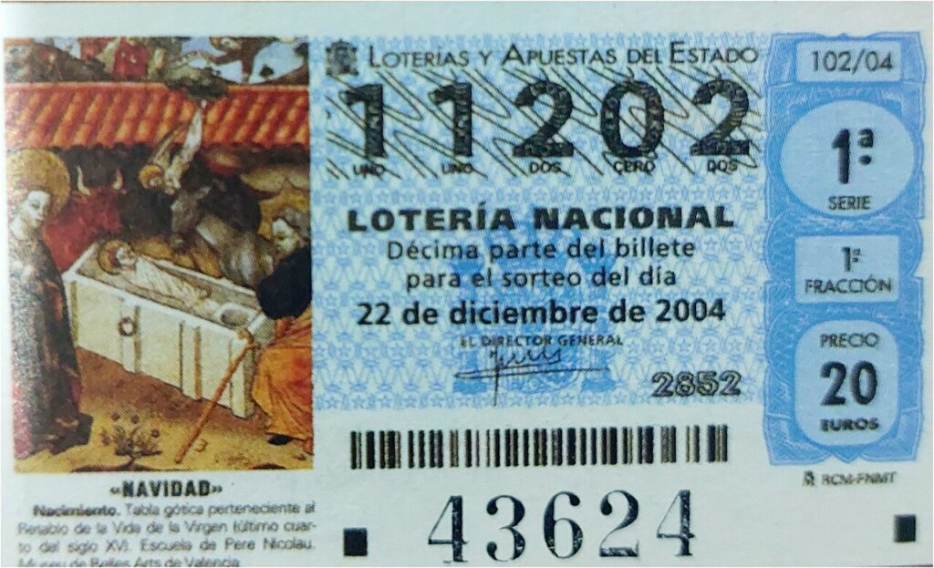Décimo de la Lotería Nacional para el sorteo de Navidad de 2004 con el número 43624